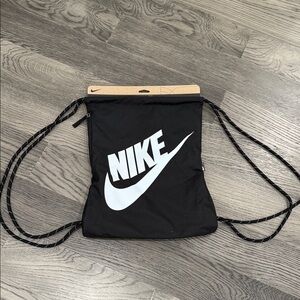 Nike Black and White Drawstring Backpack